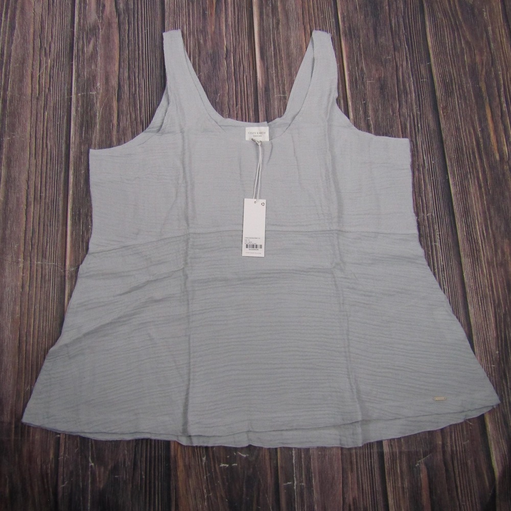 Cozy earth Light Gray / blue Sleeveless Tunic Tank Top by Unknown Brand